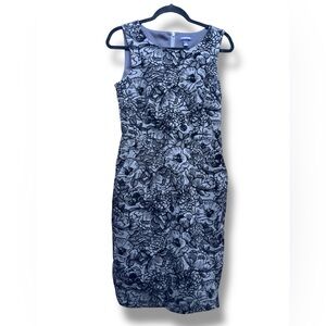 Lands' End Black and Gray Floral Midi Dress Size 4